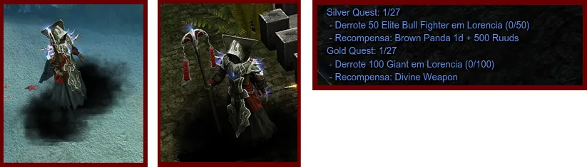 O NPC das quests e o aviso da missão atual no chat.